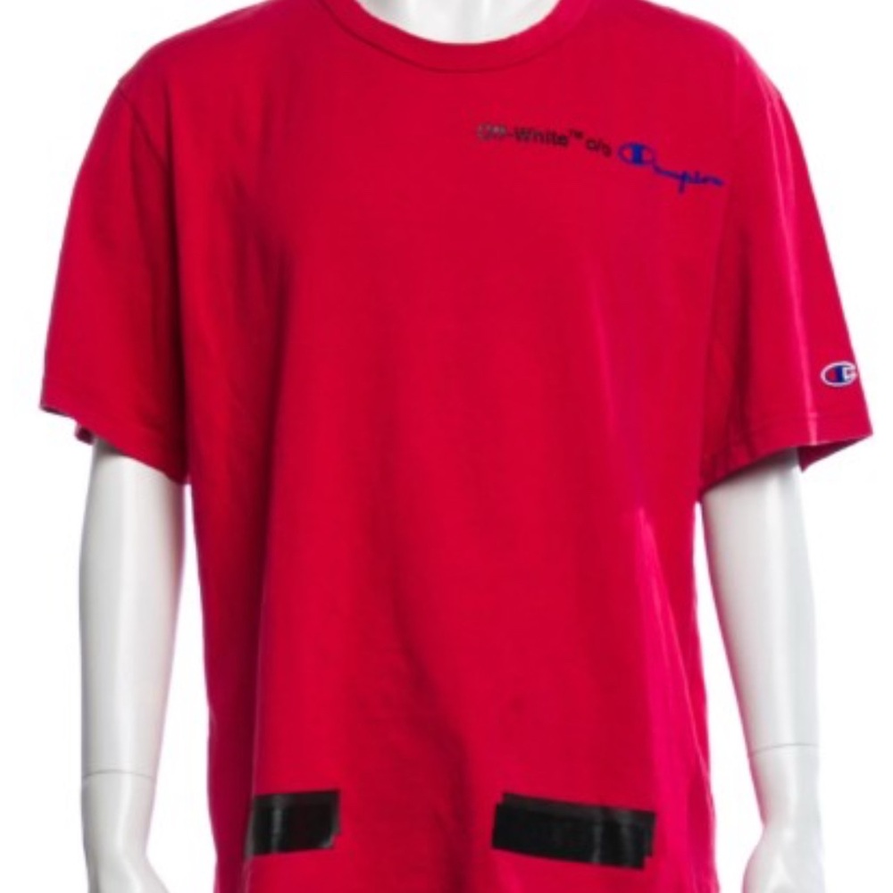 Off-White x Champion MENS Virgil Abloh Champion Tee Red‎ BRAND L